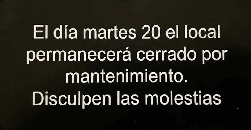 📢 Atención: El martes 20 de octubre el local estará cerrado❗